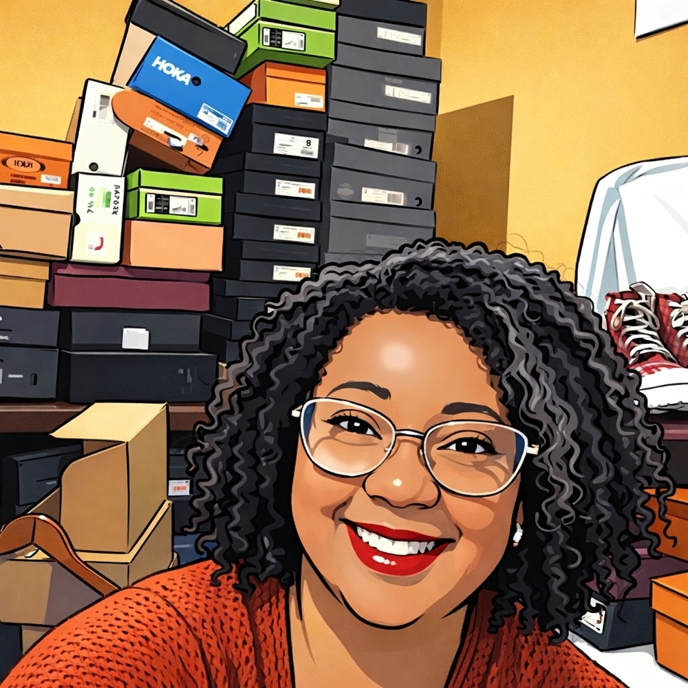 Hoka Shoe Boxes in Blue, Orange, Green and Black